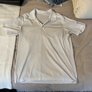Lululemon Metal Vent Tech Polo Mens Large White Short Sleeve Golf Tennis Shirt L